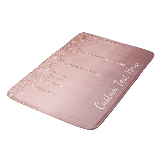 Aangepaste tekst Roos Gold Blush Glitter Sparkle D Badmat (Gekanteld)