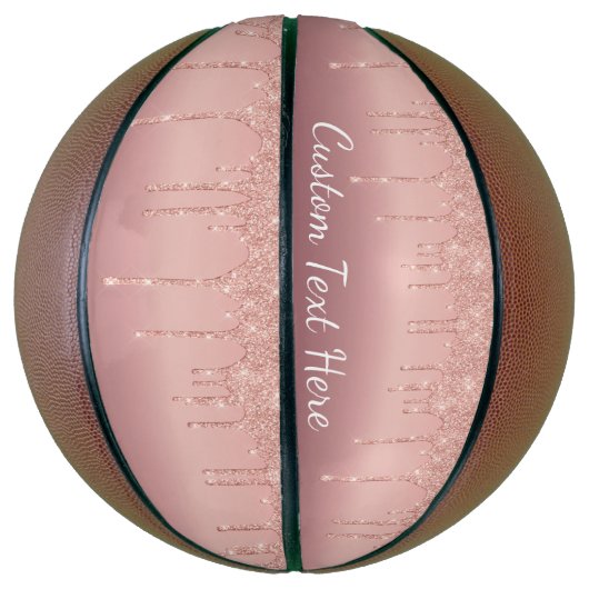 Aangepaste tekst Roos Gold Blush Glitter Sparkle D Basketbal (Verticaal)