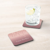 Aangepaste tekst Roos Gold Blush Glitter Sparkle D Bier Onderzetter (Rechterzijde)