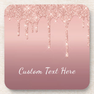 Aangepaste tekst Roos Gold Blush Glitter Sparkle D Bier Onderzetter