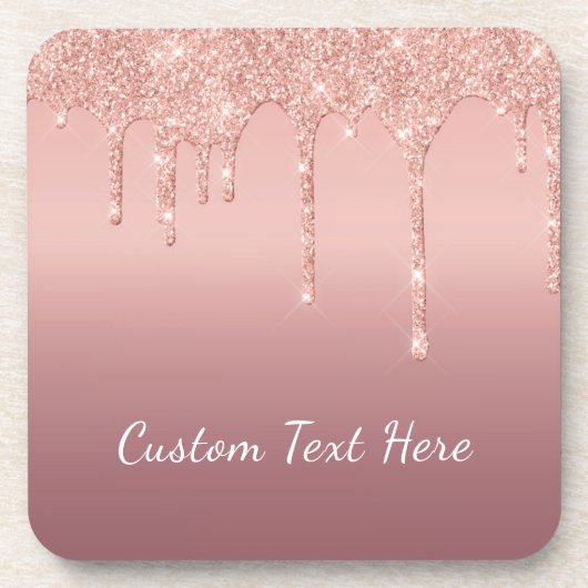 Aangepaste tekst Roos Gold Blush Glitter Sparkle D Bier Onderzetter (Voorkant)