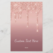 Aangepaste tekst Roos Gold Blush Glitter Sparkle D Briefpapier (Achterkant)