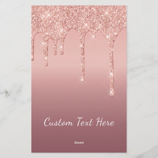 Aangepaste tekst Roos Gold Blush Glitter Sparkle D Briefpapier (Achterkant)