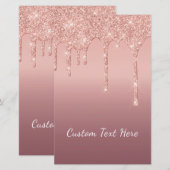 Aangepaste tekst Roos Gold Blush Glitter Sparkle D Briefpapier (Voorkant / Achterkant)