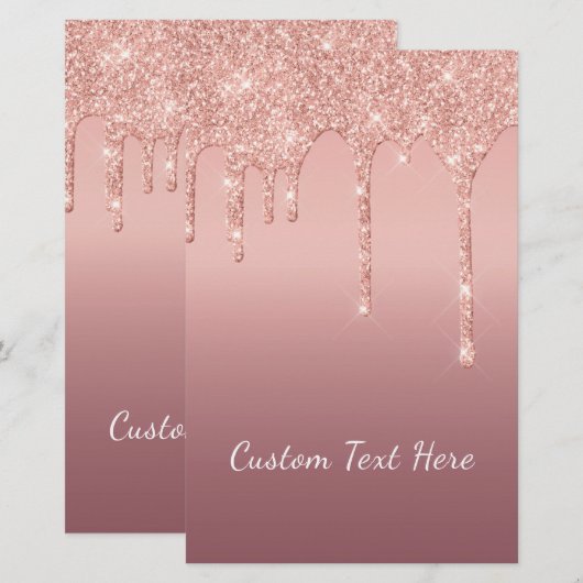 Aangepaste tekst Roos Gold Blush Glitter Sparkle D Briefpapier (Voorkant / Achterkant)