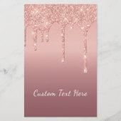 Aangepaste tekst Roos Gold Blush Glitter Sparkle D Briefpapier (Voorkant)