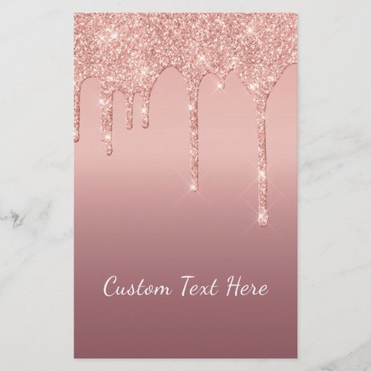 Aangepaste tekst Roos Gold Blush Glitter Sparkle D Briefpapier (Voorkant)
