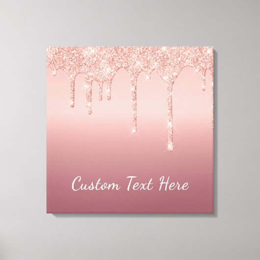 Aangepaste tekst Roos Gold Blush Glitter Sparkle D Canvas Afdruk (Voorkant)