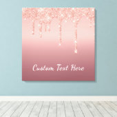 Aangepaste tekst Roos Gold Blush Glitter Sparkle D Canvas Afdruk (Insitu (Houten vloer))