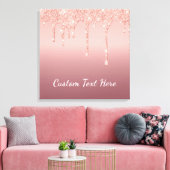 Aangepaste tekst Roos Gold Blush Glitter Sparkle D Canvas Afdruk (Insitu (Woonkamer))