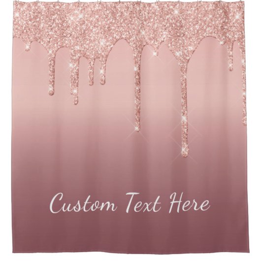 Aangepaste tekst Roos Gold Blush Glitter Sparkle D Douchegordijn (Voorkant)
