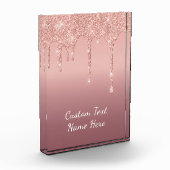 Aangepaste tekst Roos Gold Blush Glitter Sparkle D Fotoblokken (Links)