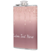 Aangepaste tekst Roos Gold Blush Glitter Sparkle D Heupfles (Links)