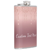 Aangepaste tekst Roos Gold Blush Glitter Sparkle D Heupfles (Rechts)