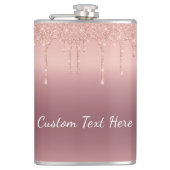 Aangepaste tekst Roos Gold Blush Glitter Sparkle D Heupfles (Voorkant)