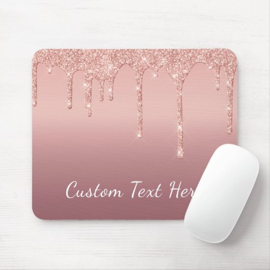 Aangepaste tekst Roos Gold Blush Glitter Sparkle D Muismat (Met muis)