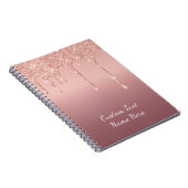 Aangepaste tekst Roos Gold Blush Glitter Sparkle D Notitieboek (Rechterzijde)
