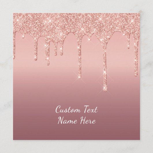 Aangepaste tekst Roos Gold Blush Glitter Sparkle D Programmakaart (Achterkant)