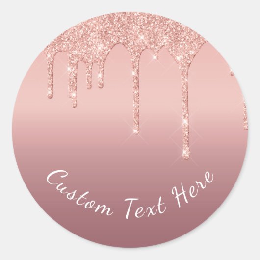 Aangepaste tekst Roos Gold Blush Glitter Sparkle D Ronde Sticker (Voorkant)