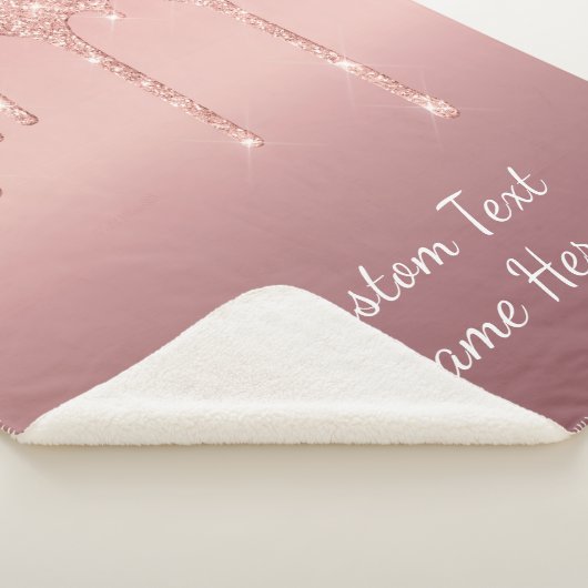Aangepaste tekst Roos Gold Blush Glitter Sparkle D Sherpa Deken (3/4)