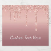 Aangepaste tekst Roos Gold Blush Glitter Sparkle D Sparkling Wijnetiket (Enkel label)