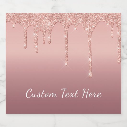 Aangepaste tekst Roos Gold Blush Glitter Sparkle D Sparkling Wijnetiket (Enkel label)