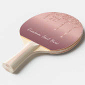 Aangepaste tekst Roos Gold Blush Glitter Sparkle D Tafeltennisbatje (Voorkant Gekanteld)