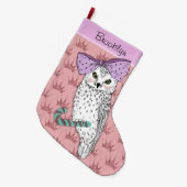 Aangepaste tekst / Roos Gold Glitter Blush Pastel  Grote Kerstsok (Voorkant (Hangend))