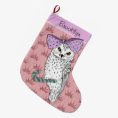 Aangepaste tekst / Roos Gold Glitter Blush Pastel  Grote Kerstsok (Voorkant (Hangend))