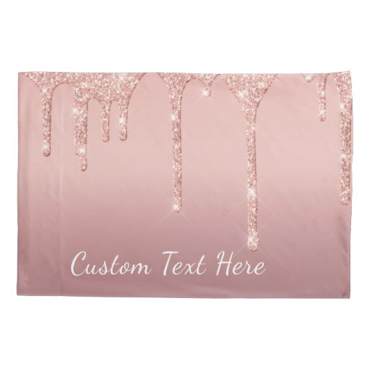 Aangepaste Tekst Roos Gouden Blush Glitter Kussen  Kussensloop (Achterkant)