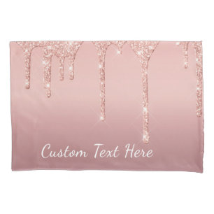 Aangepaste Tekst Roos Gouden Blush Glitter Kussen Kussensloop