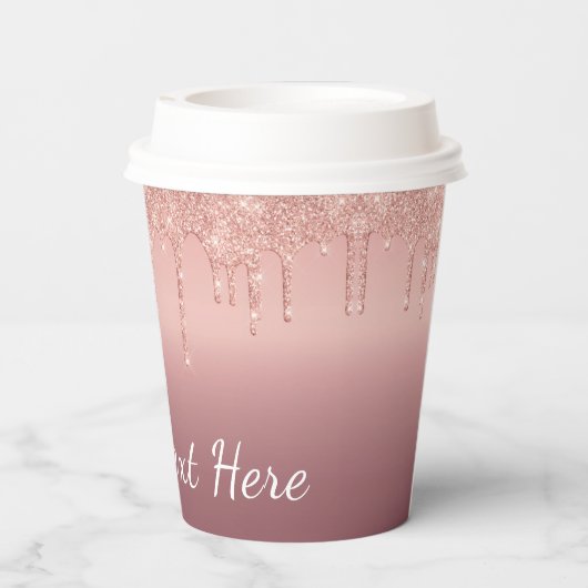 Aangepaste Tekst Roos Gouden Blush Glitter Paper C Papieren Bekers (Achterkant)