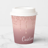 Aangepaste Tekst Roos Gouden Blush Glitter Paper C Papieren Bekers (Voorkant)
