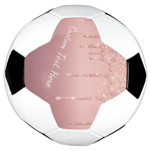 Aangepaste Tekst Roos Gouden Blush Glitter Voetbal (Gedraaid)
