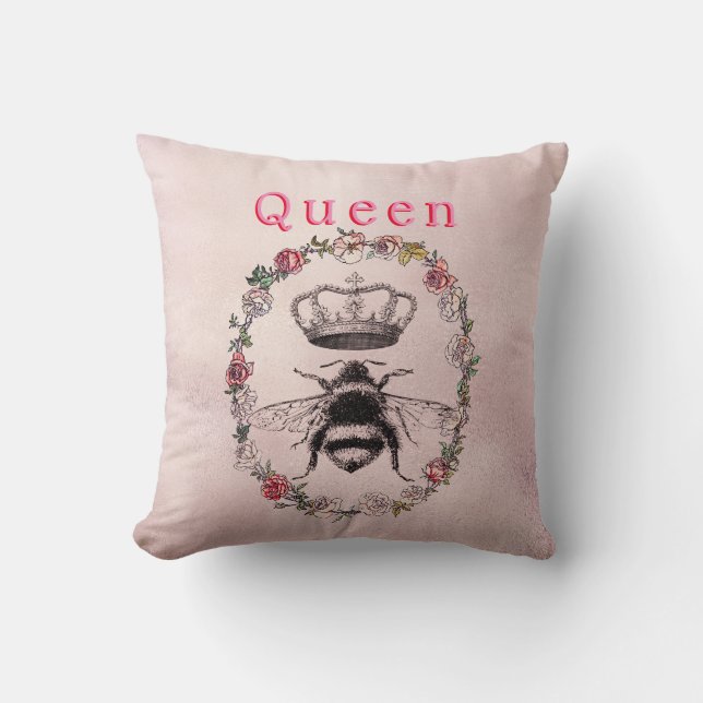 Aangepaste tekst / Roos gouden krans Waterverf kro Kussen (Voorkant)