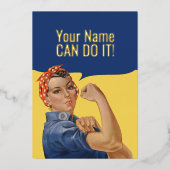 Aangepaste tekst Rosie De Riveter Folie Feestdagenkaart (Voorkant)