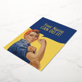 Aangepaste tekst Rosie De Riveter Folie Feestdagenkaart (Gedraaid)