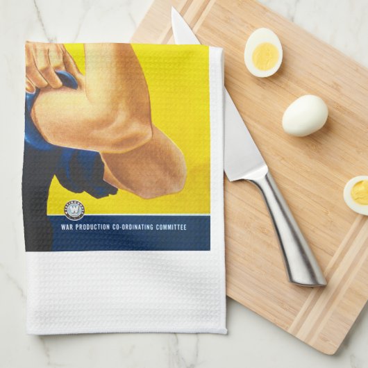 Aangepaste tekst, Rosie de Riveter "We kunnen het! Theedoek (Quarter Fold)