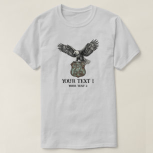 Aangepaste tekst Route 66 Amerikaanse Adelaar Pers T-shirt