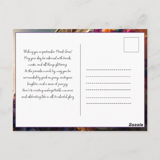 Aangepaste tekst Royal Regalia: Mardi Gras Extrava Briefkaart (Achterkant)