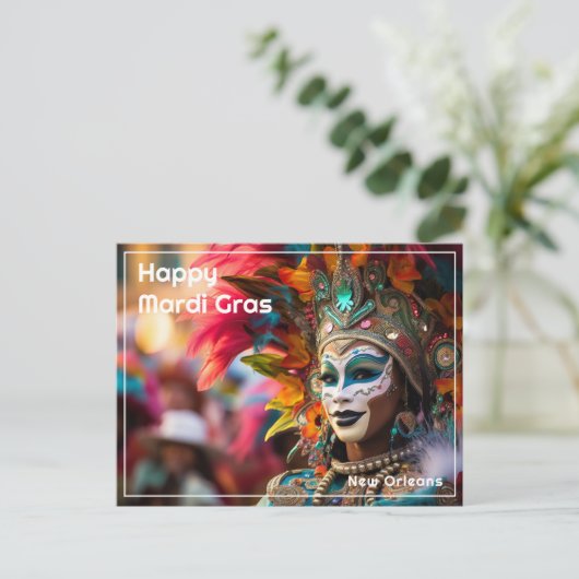 Aangepaste tekst Royal Regalia: Mardi Gras Extrava Briefkaart (Staand voorkant)