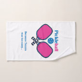 Aangepaste tekst roze & blauw Pickleball Handdoek (Handdoek)
