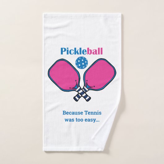 Aangepaste tekst roze & blauw Pickleball Handdoek (Handdoek)