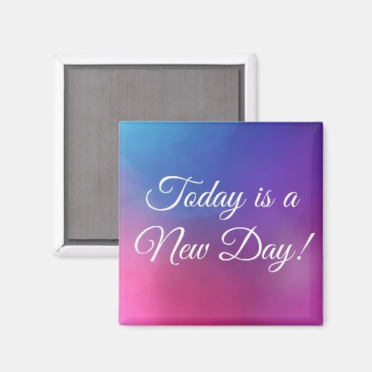 Aangepaste tekst Roze/Blauwe Waterverf Nieuwe dag  Magneet (Voorkant / Achterkant)