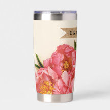 Aangepaste tekst Roze Bloemen Boeket Kraft lint