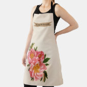 Aangepaste tekst Roze Bloemen Boeket Kraft lint Schort (Insitu)