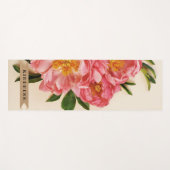 Aangepaste tekst Roze Bloemen Boeket Kraft lint Yogamat (Voorkant (horizontaal))
