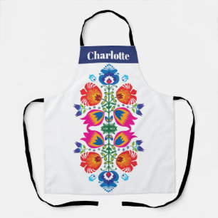 Aangepaste tekst roze en oranje folkloristisch sch schort