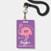 Aangepaste tekst Roze Flamingo badges (Voorzijde met lanyard)