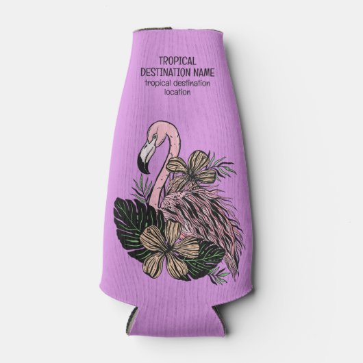 Aangepaste tekst Roze Flamingo Flesjeskoeler (Voorkant)